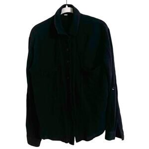 Monrow Black Cotton Gauze Button Down Shirt Large